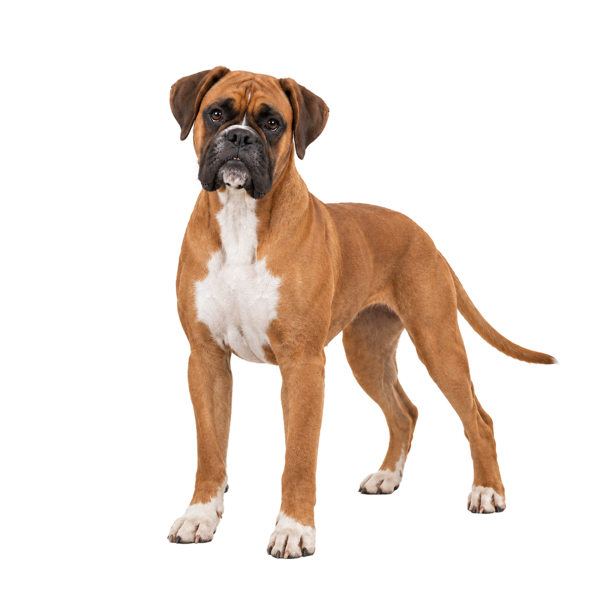 Fawn Boxer with a dark mask and natural ears