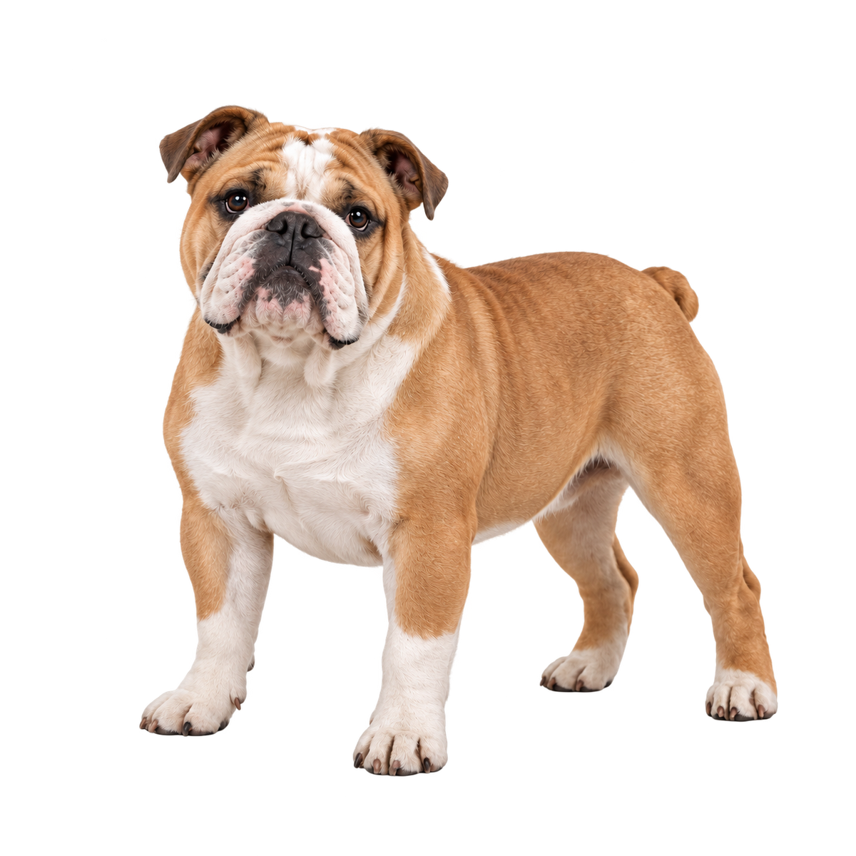 Fawn and white Bulldog
