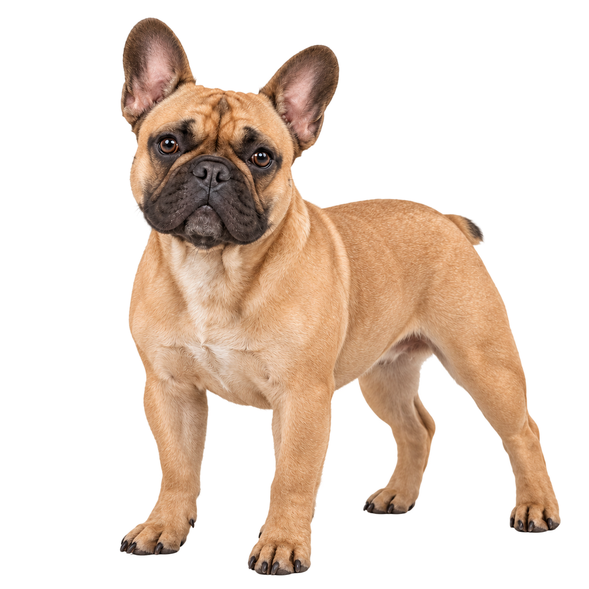 Fawn French Bulldog with a dark facial mask