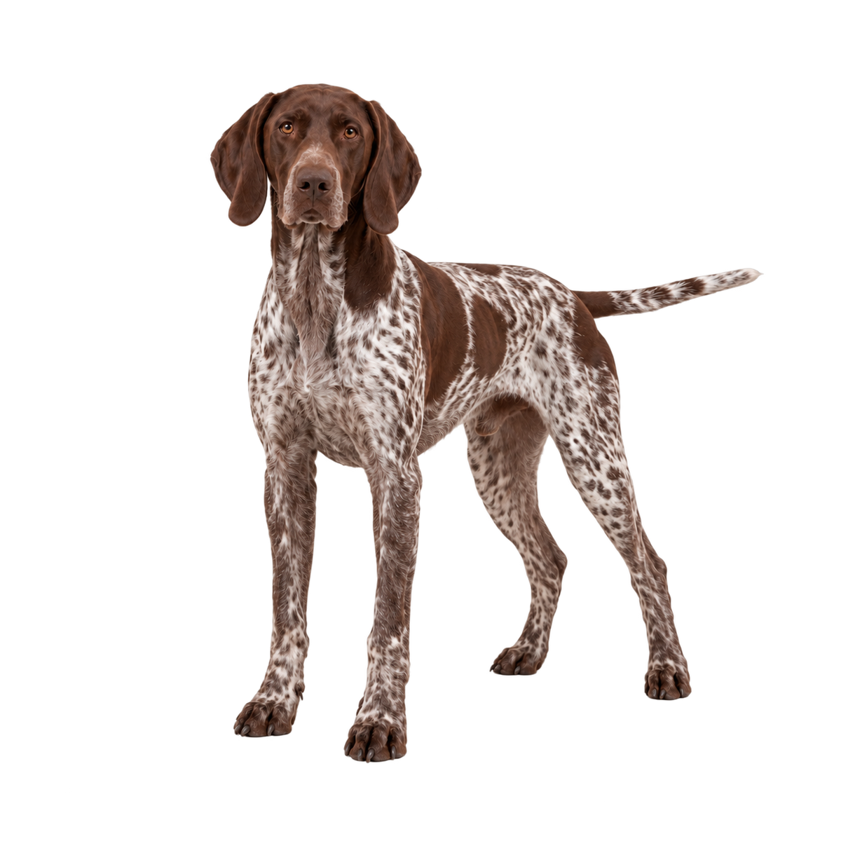 Liver and white ticked German Shorthaired Pointer