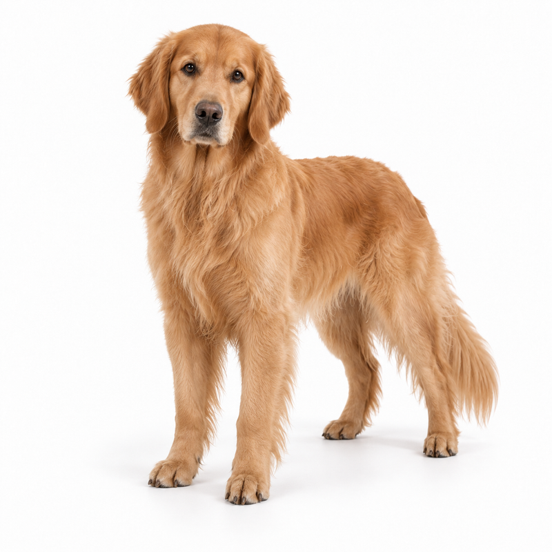 Golden-coated Golden Retriever on a white background