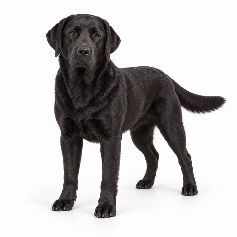 Black Labrador Retriever on a white background