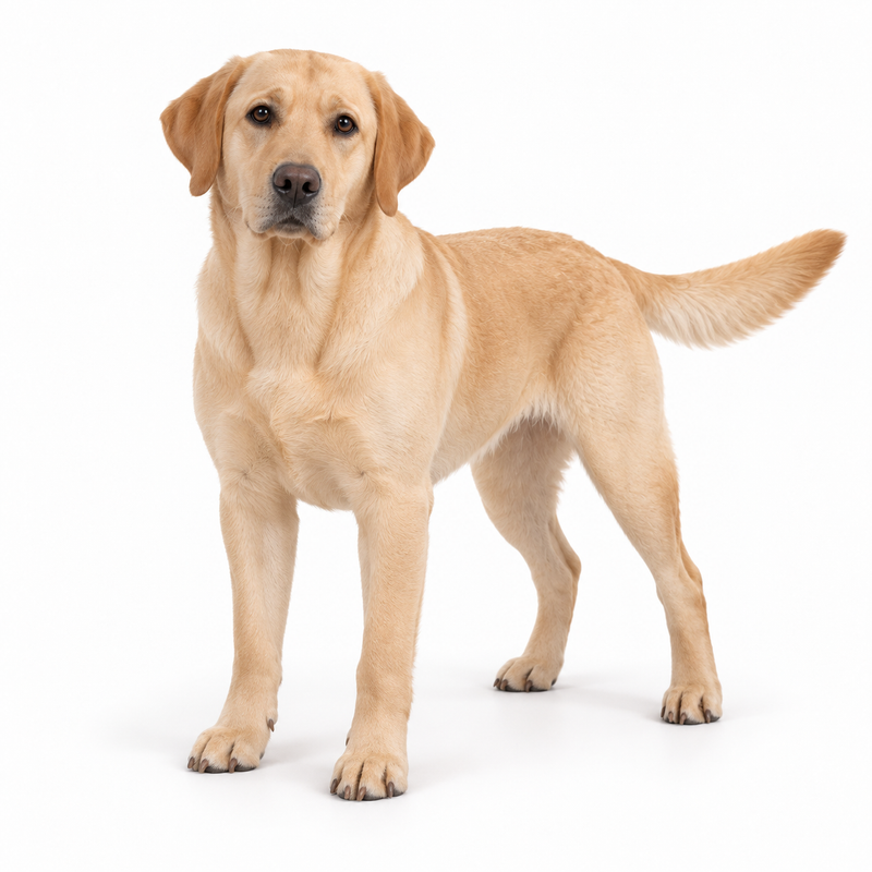 Yellow Labrador Retriever on a white background