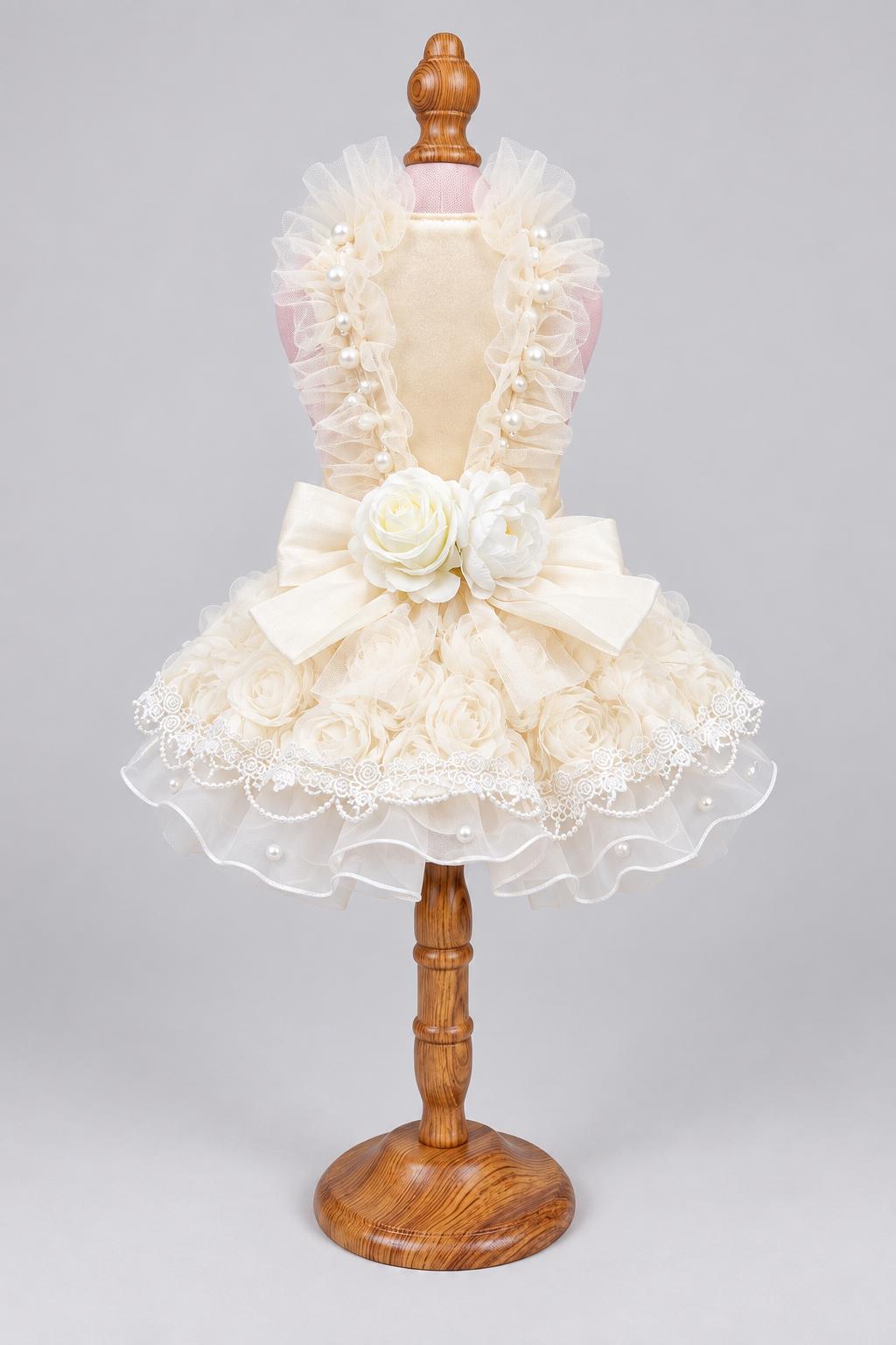 Rosalie — Creamy white short dress on a mannequin