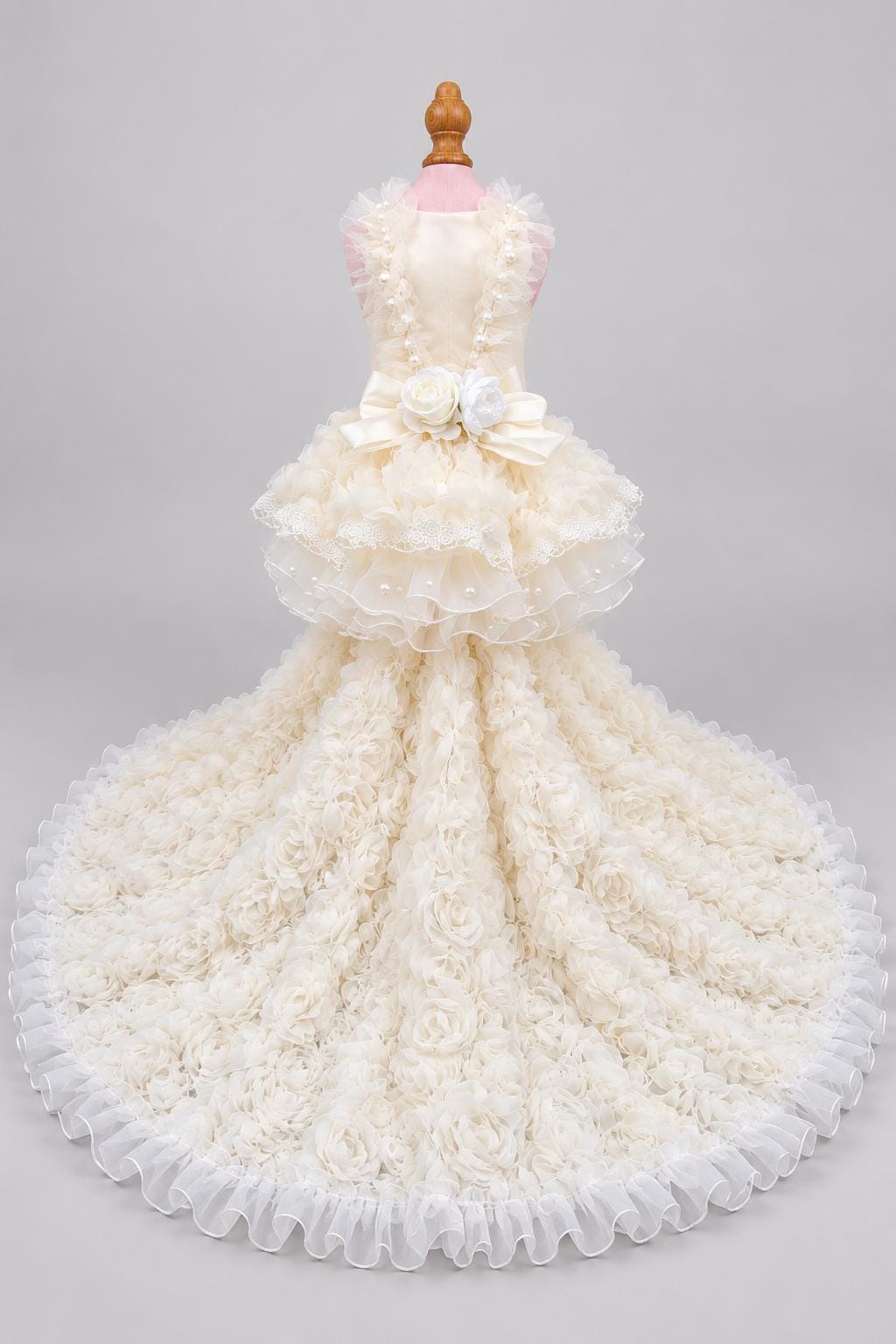 Rosalie — Creamy white long dress on a mannequin
