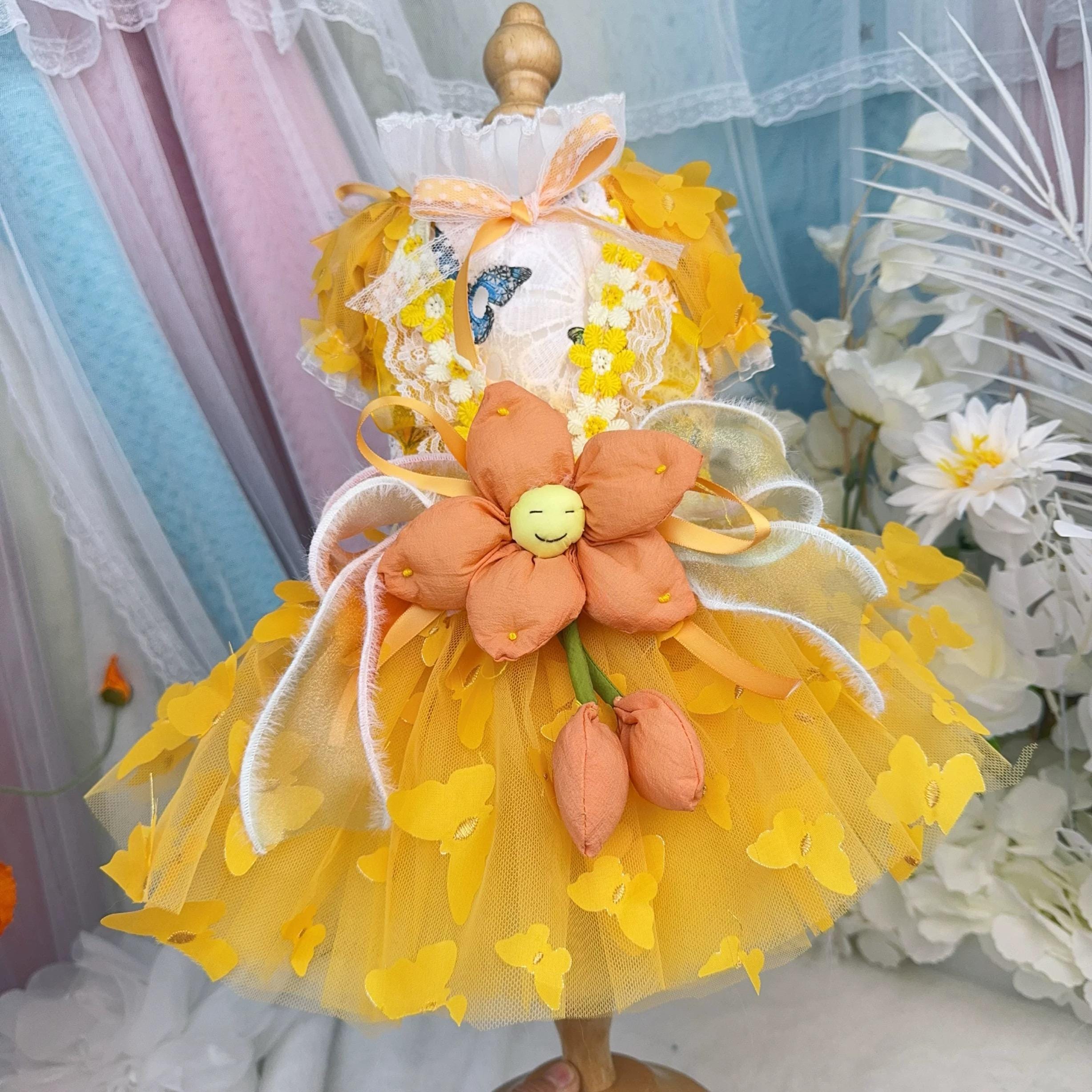 Coco Rosette Floral Dog Dress, Flower Girl Dog Outfit, Princess Birthday Dress for Small Dogs, Garden Party Pet Gown, Custom Size Dog Dress — product photograph 2 of 5.