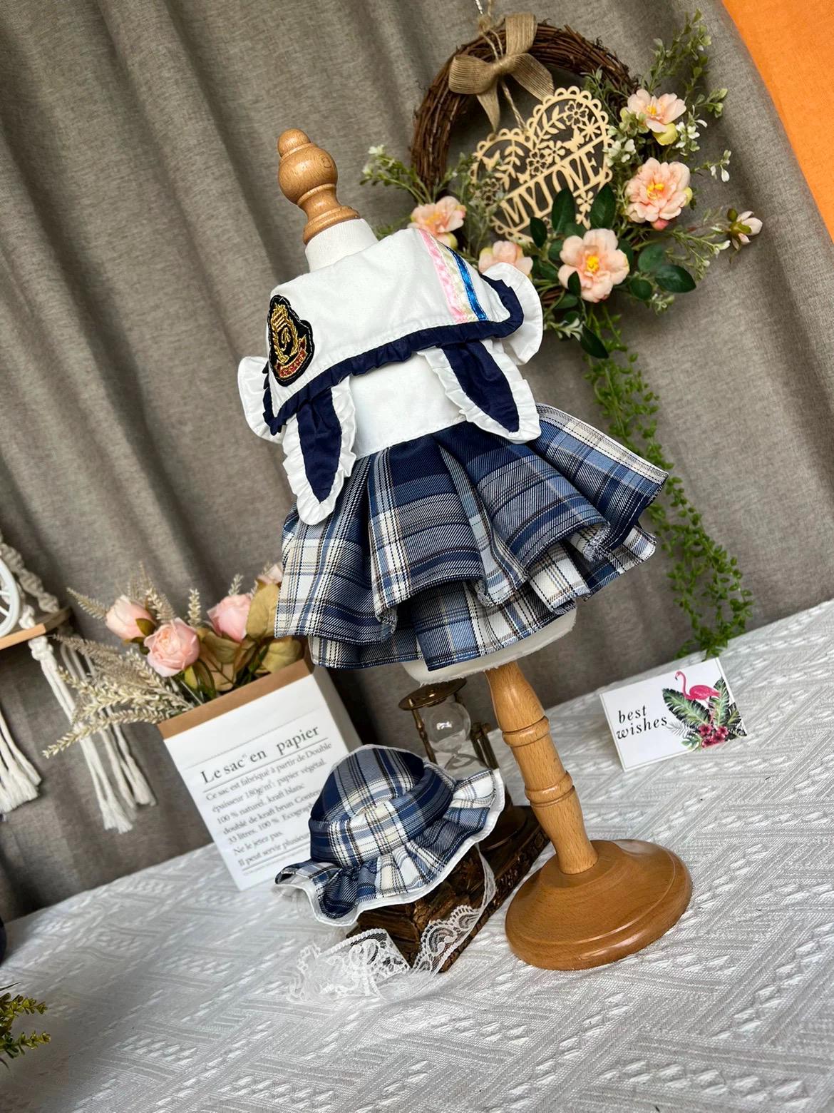 Coco Rosette Plaid Dog Dress, Preppy School Style Pet Outfit for Dogs, Cute Tartan Princess Dress, Dog Photo Prop, Custom Size Dog Clothes — product photograph 4 of 8.