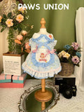 Coco Rosette Blue Gingham Dog Birthday Dress, Cake Print Lolita Pet Outfit, Cute Princess Party Dress for Dogs, Birthday Photoshoot, Custom Size — product photograph 1 of 4.