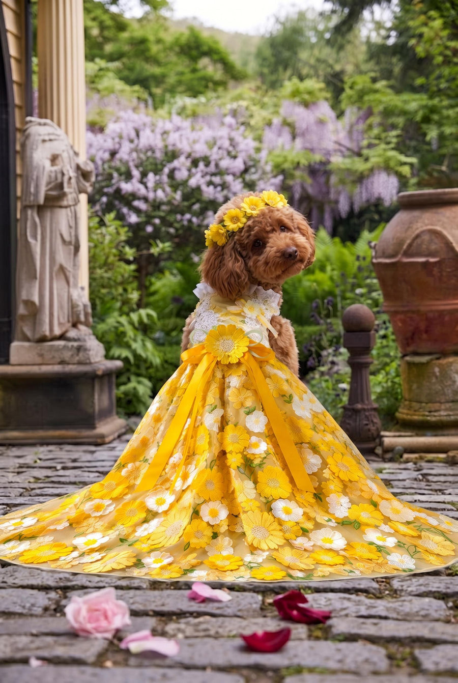 Vestido de boda con girasoles para perro — imagen del producto 1 de 6