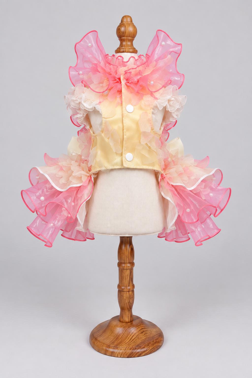 Pink Peach-Petal Dog Wedding Gown with Train — product image 7 of 7