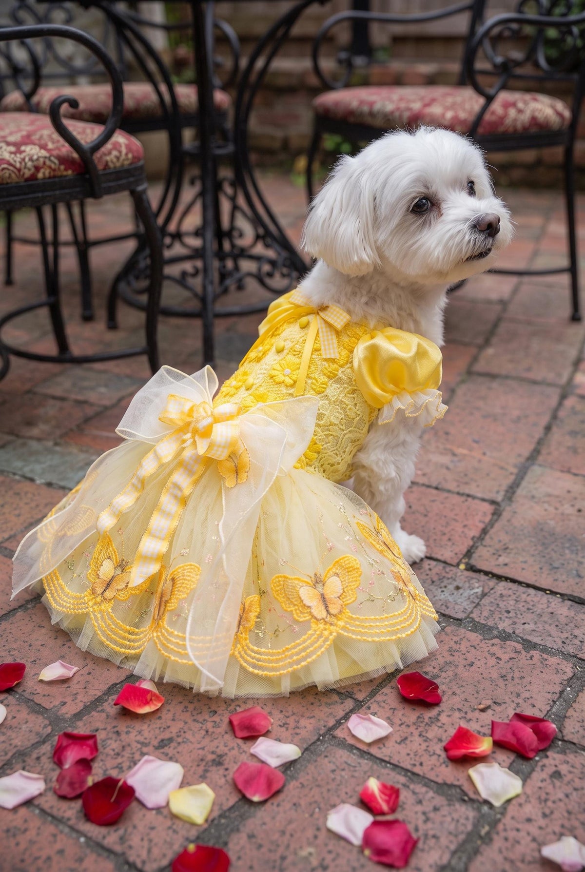 Yellow Butterfly Lace Dog Party Dress — product image 3 of 6