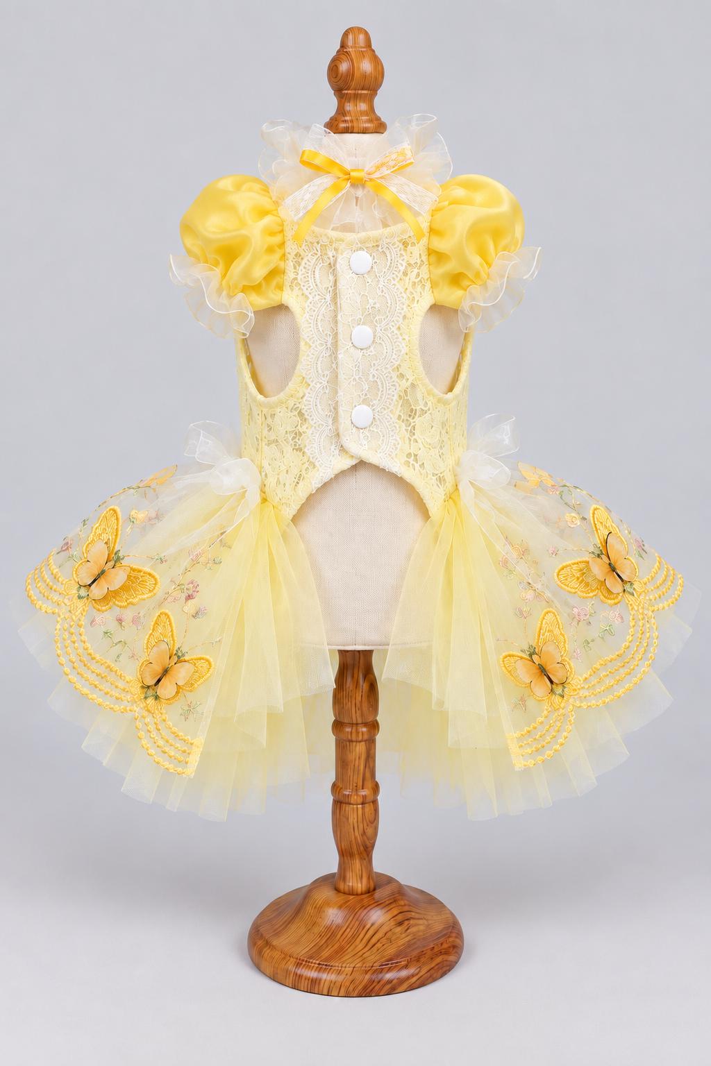 Yellow Butterfly Lace Dog Party Dress — product image 6 of 6