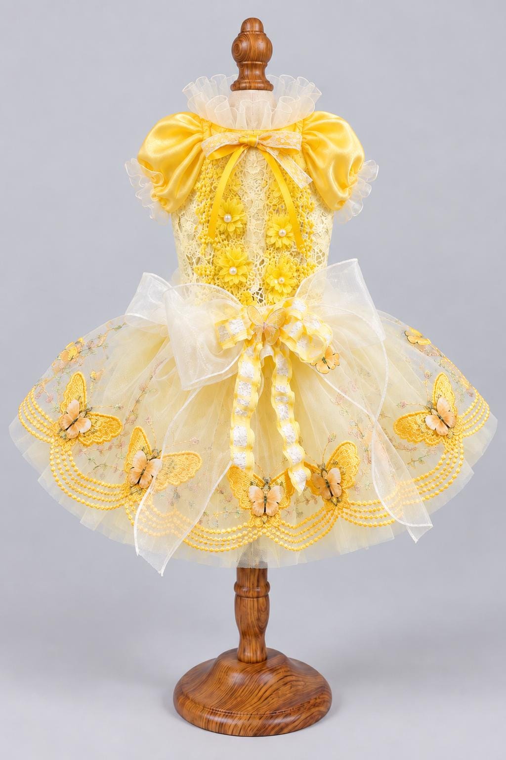 Yellow Butterfly Lace Dog Party Dress — product image 5 of 6