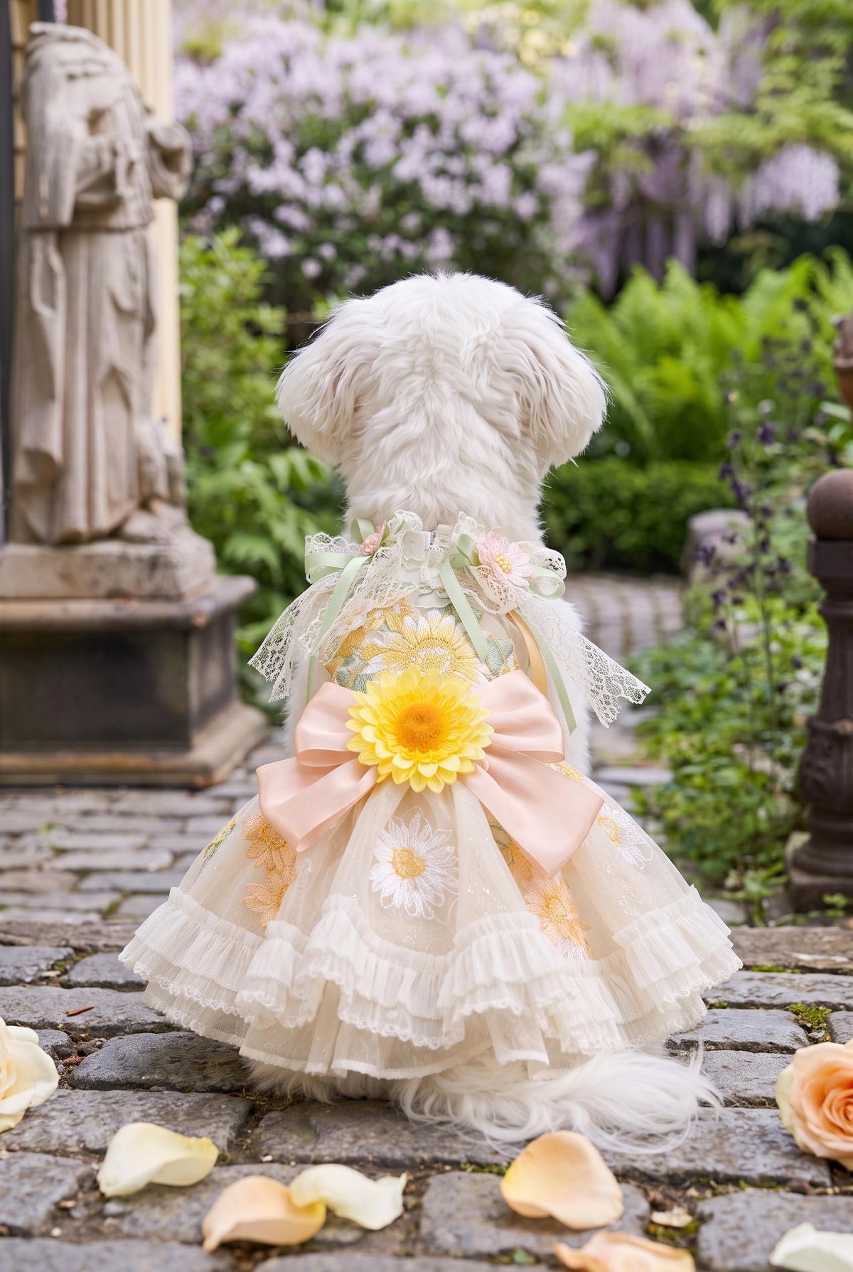 Sunflower Dog Wedding Gown with Ruffle Train — product image 2 of 5