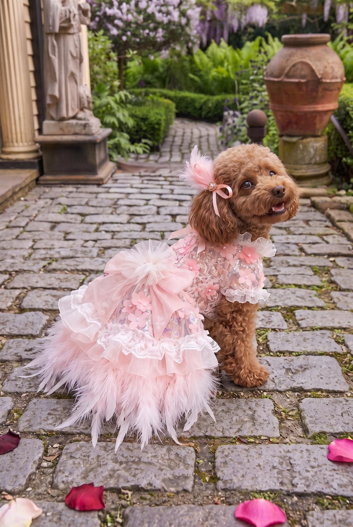 Pink Feather Dog Party Dress — product image 2 of 7