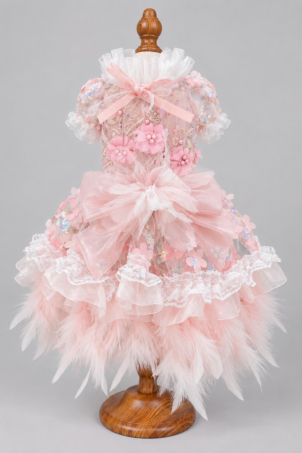Pink Feather Dog Party Dress — product image 5 of 7