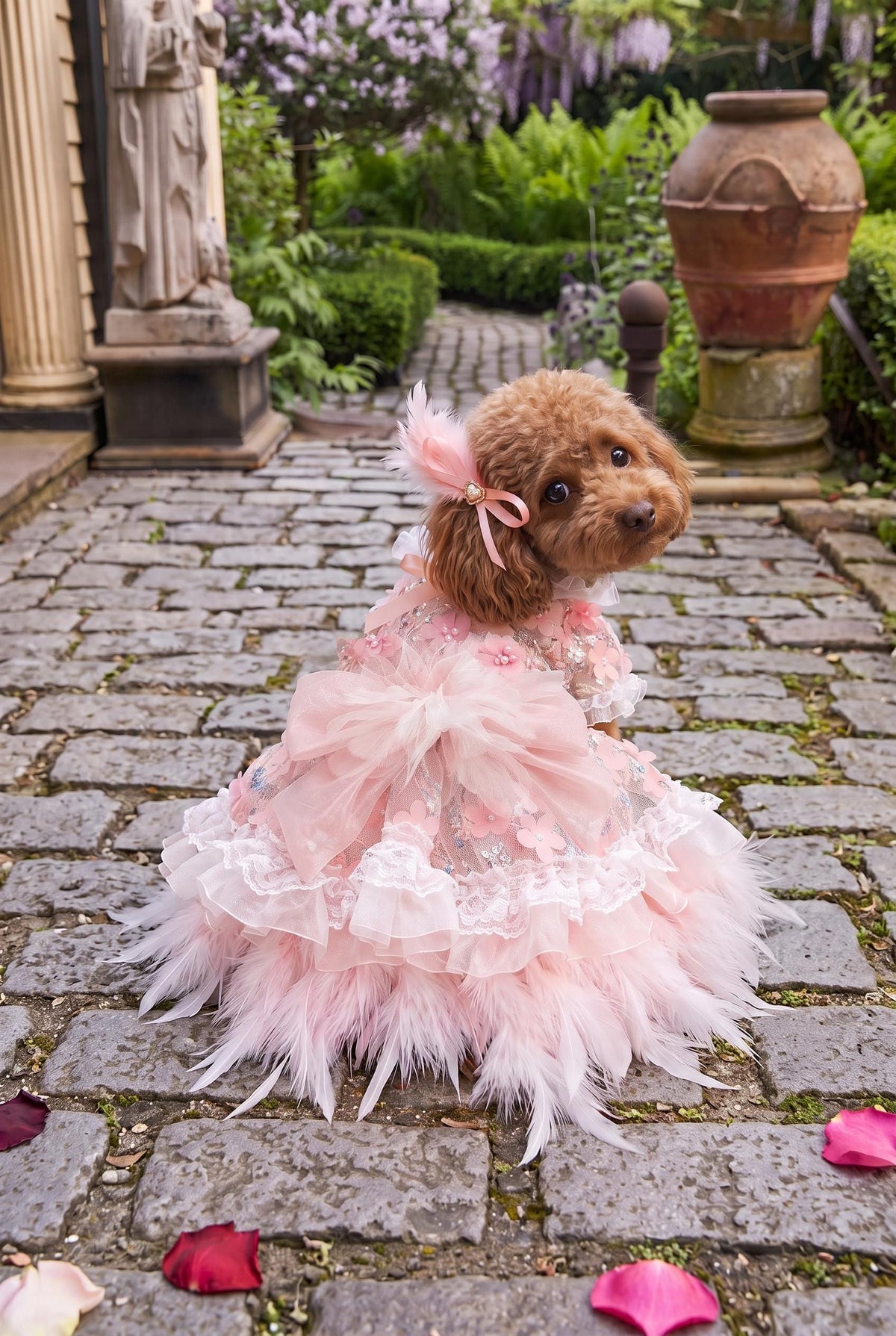 Pink Feather Dog Party Dress — product image 1 of 7