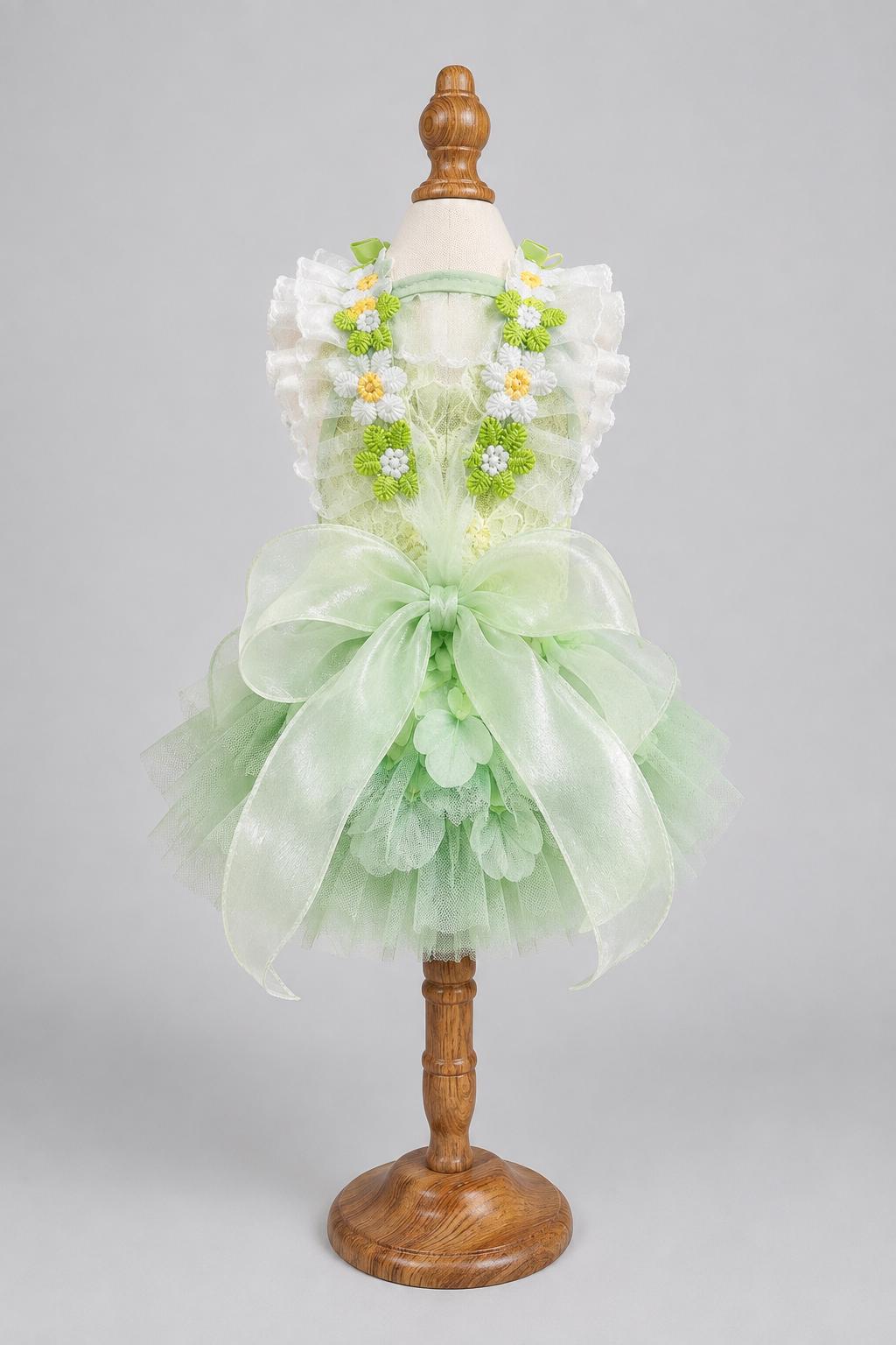 Green Floral Dog Dress — product image 5 of 6