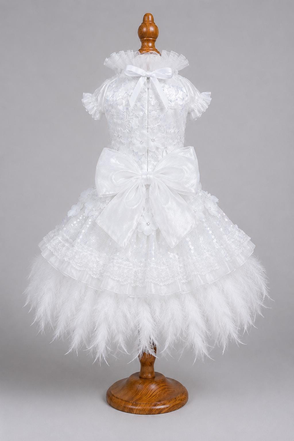 White Feather Dog Wedding Dress — product image 4 of 5
