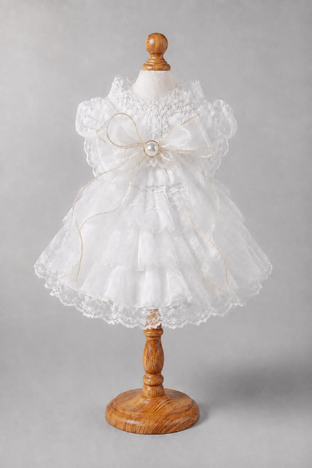 White Dog Wedding Dress with Headband — product image 4 of 6