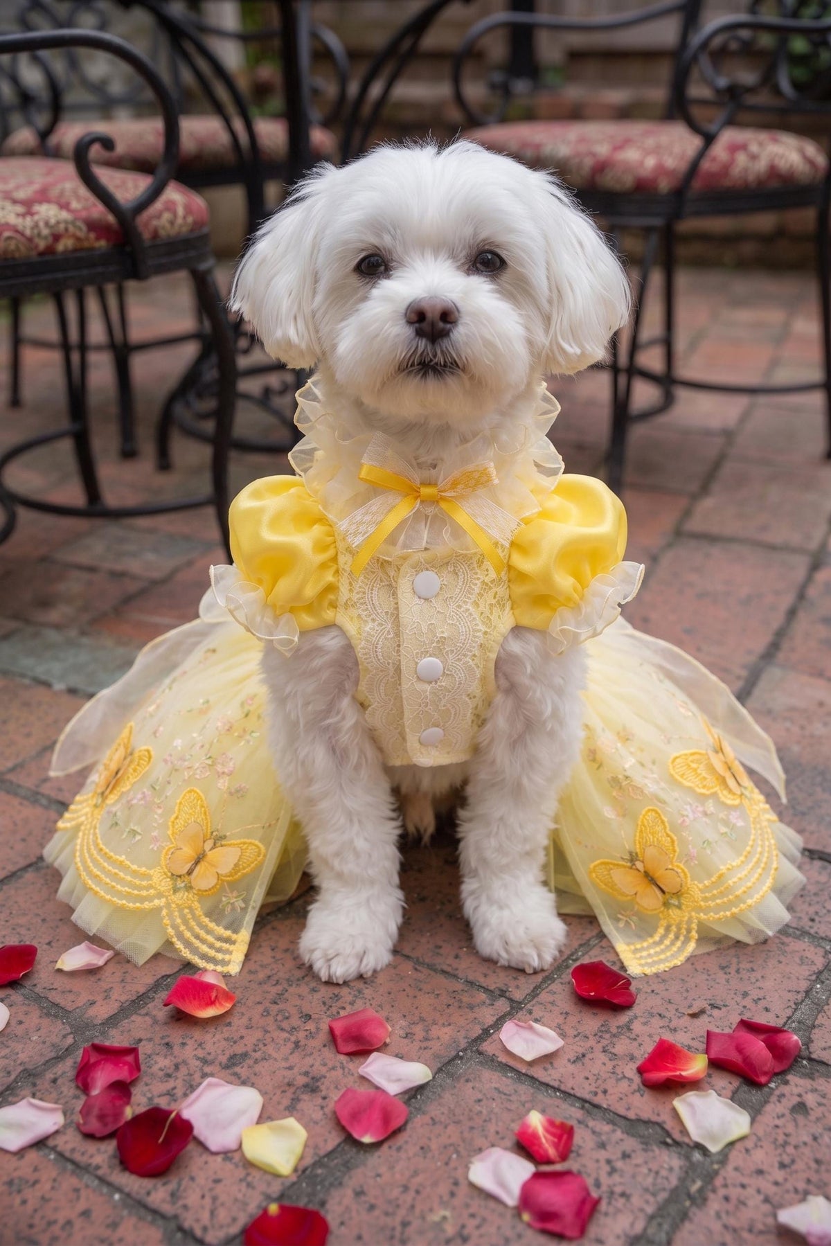 Yellow Butterfly Lace Dog Party Dress — product image 4 of 6