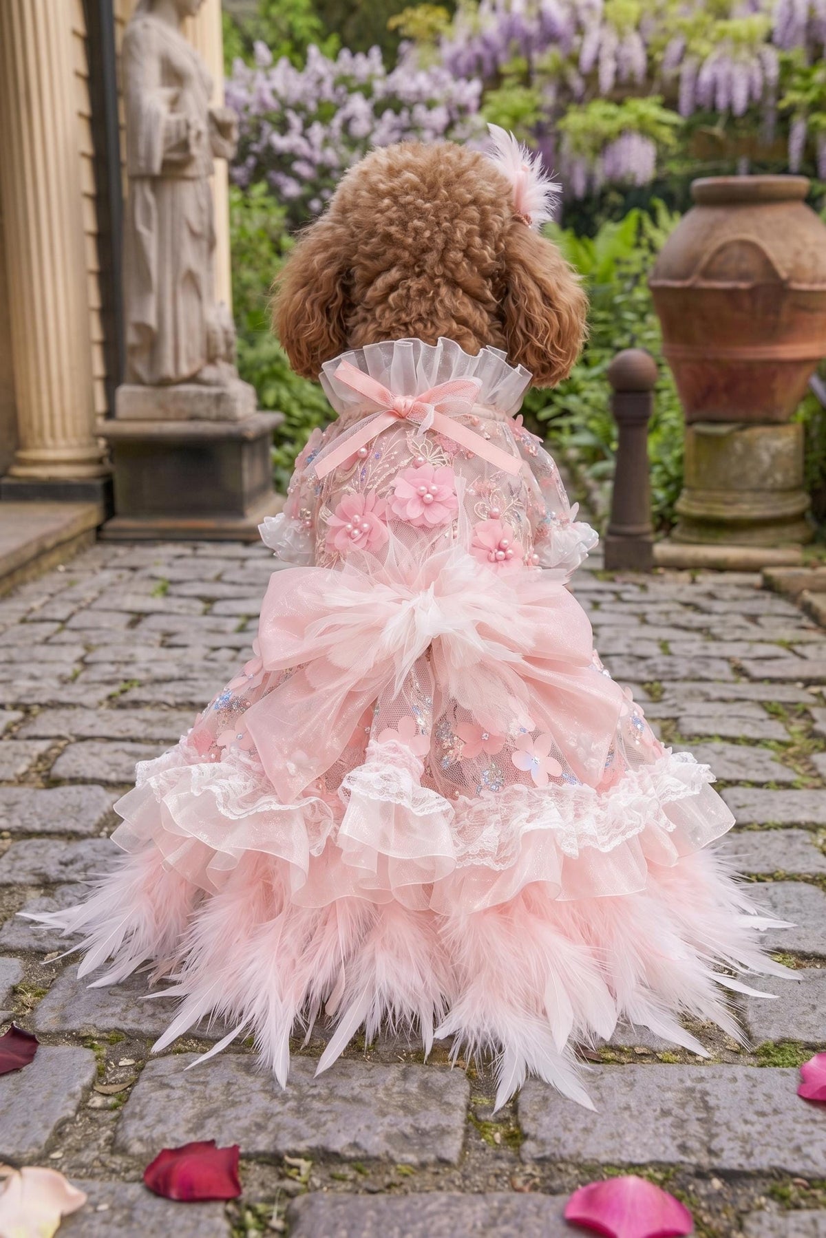 Pink Feather Dog Party Dress — product image 3 of 7