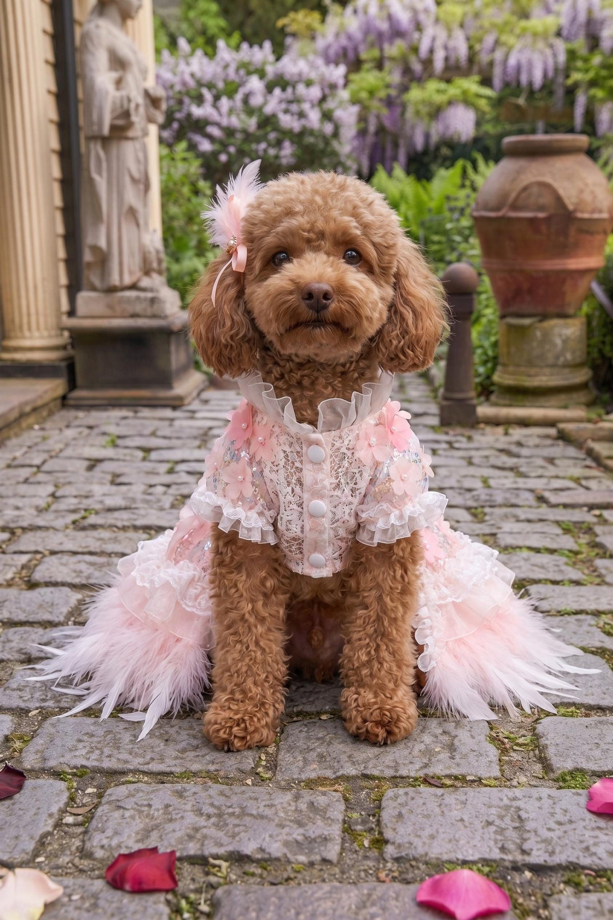 Pink Feather Dog Party Dress — product image 4 of 7