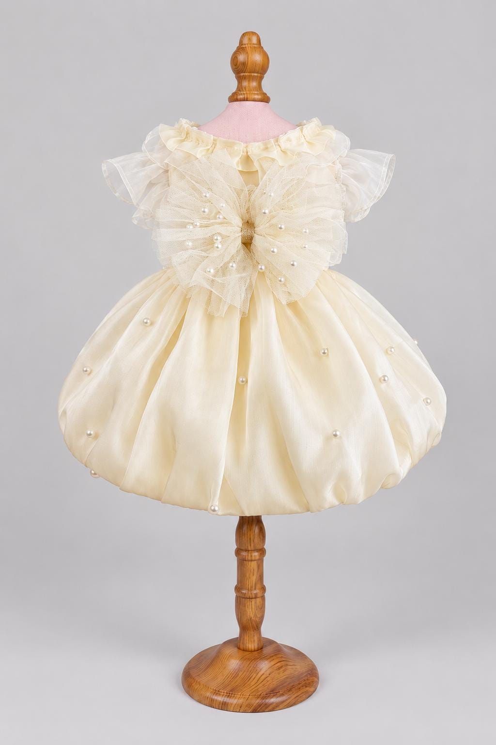 Ivory Pearl Bubble Dog Wedding Dress with Optional Hair Clip — product image 5 of 7