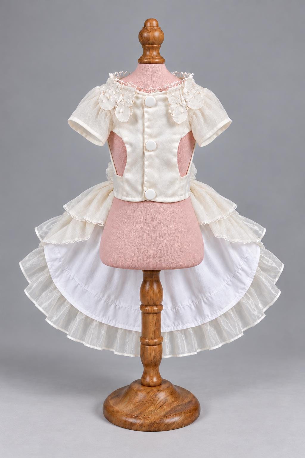 Cream Organza Dog Wedding Dress with Optional Hair Clip — product image 6 of 7