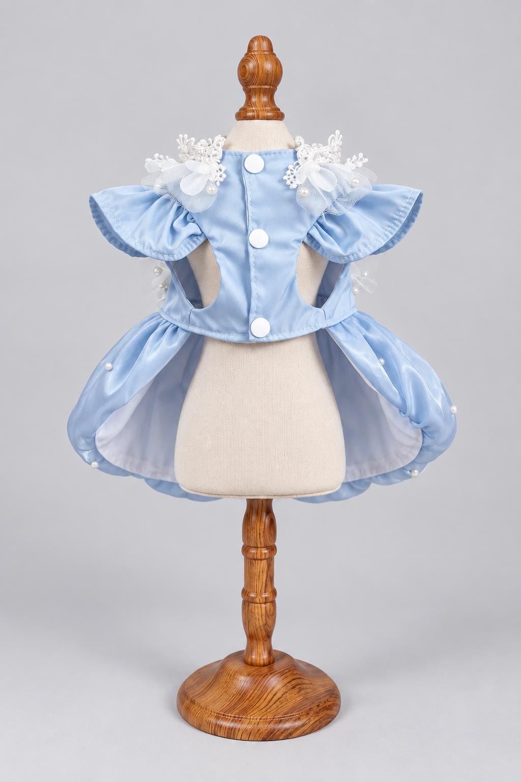 Baby Blue Pearl Bubble Dog Party Dress with Optional Hair Clip — product image 6 of 7