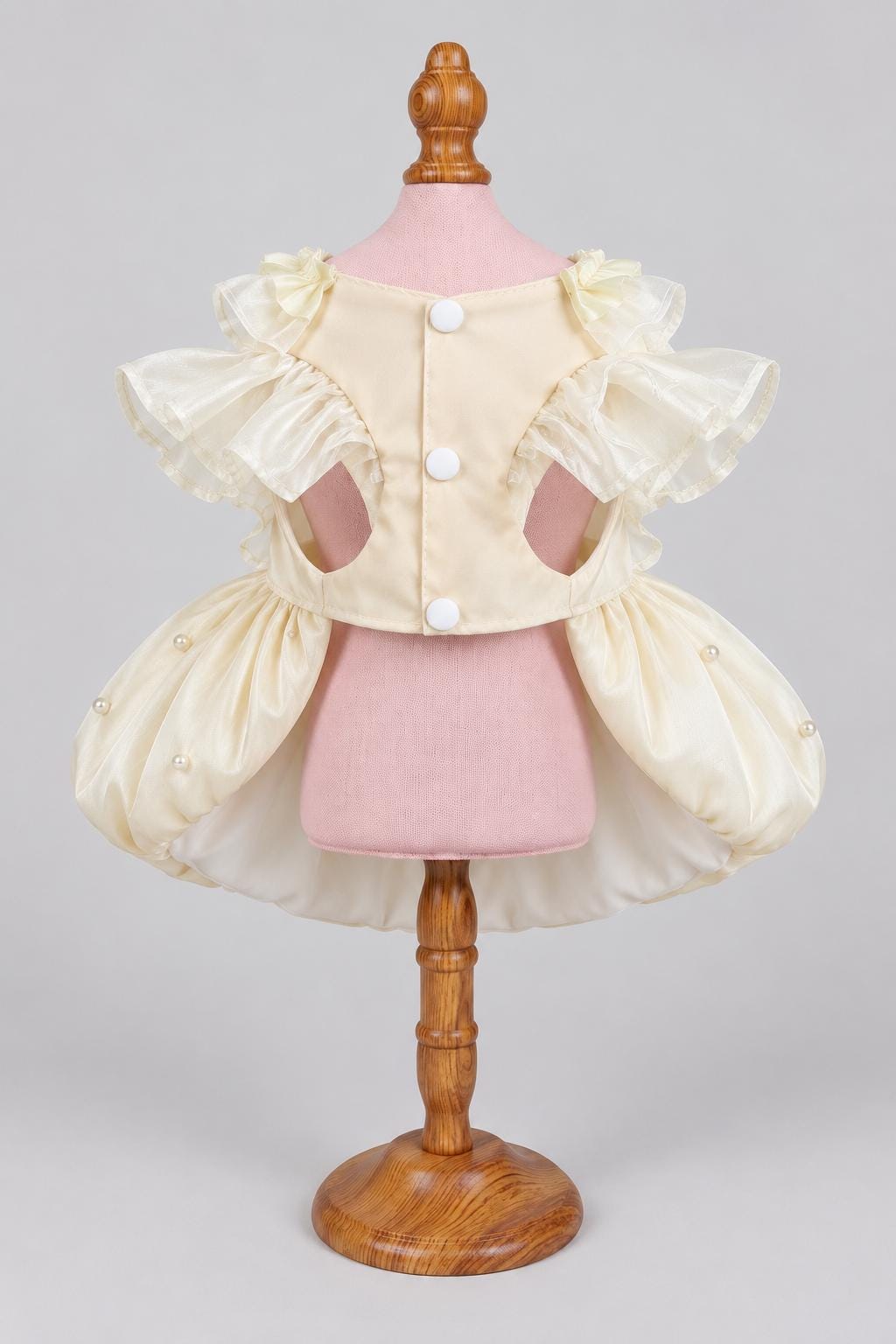 Ivory Pearl Bubble Dog Wedding Dress with Optional Hair Clip — product image 6 of 7
